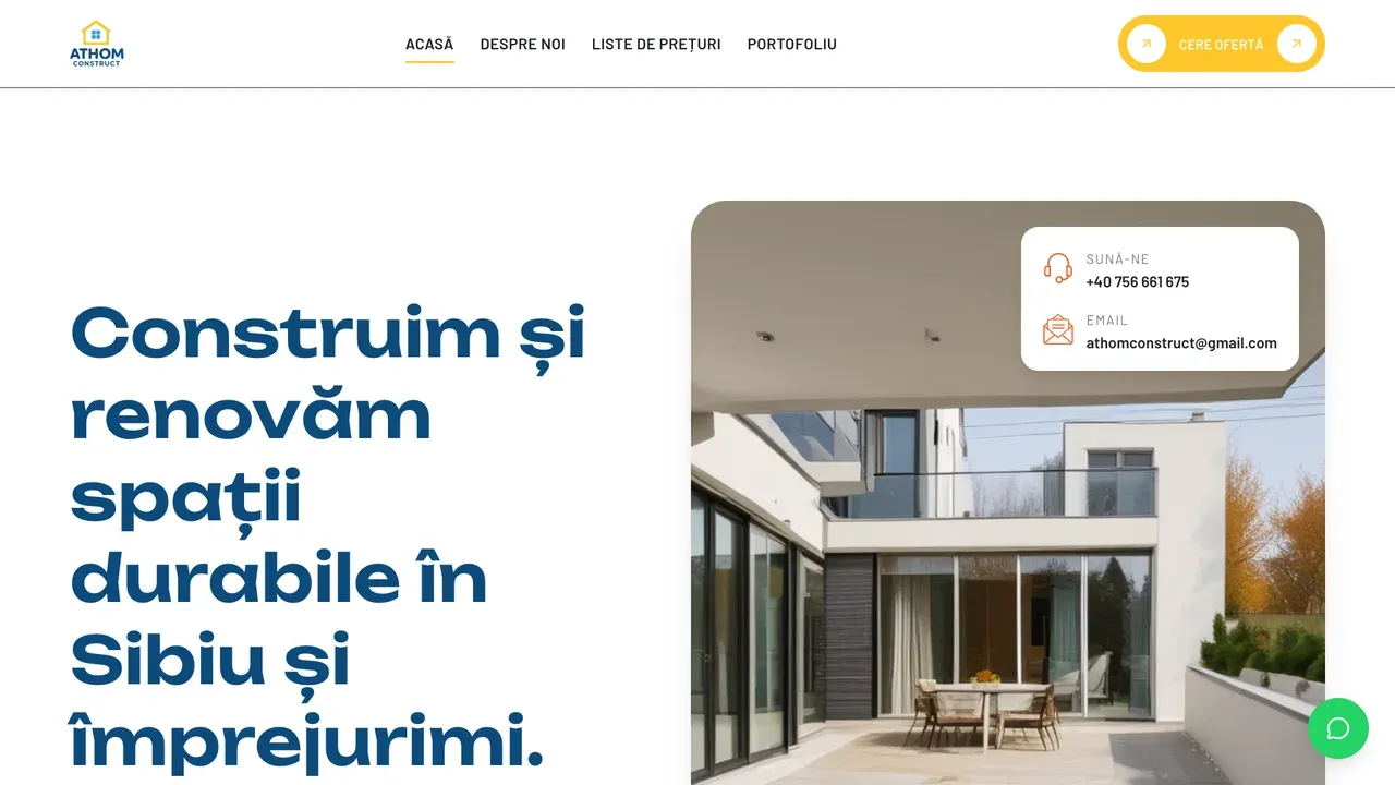 Site pentru firmă de construcții: studiul de caz Athom Construct