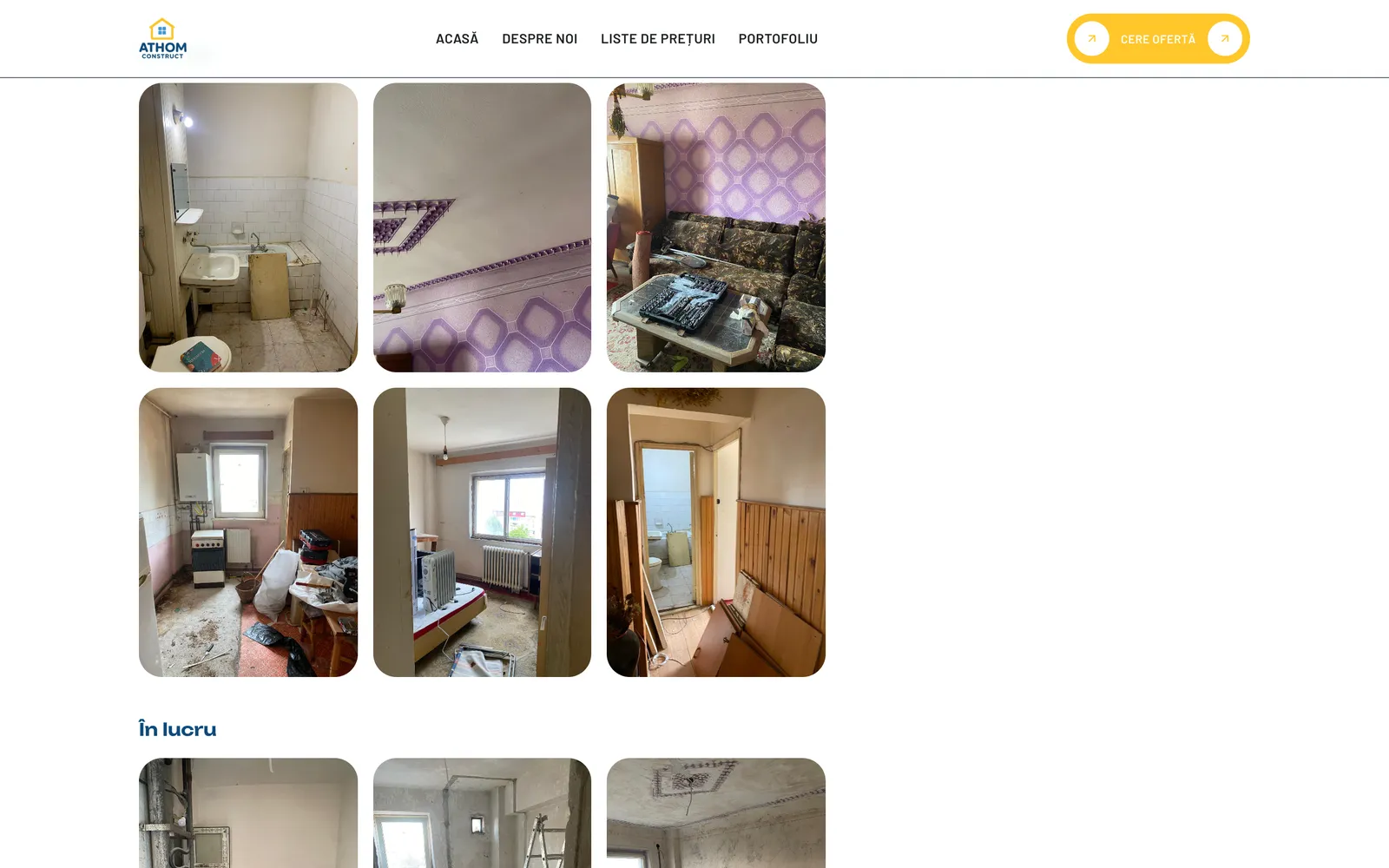 Fotografiile din grupul Înainte de pe pagina unui proiect, cu camerele apartamentului înainte de renovare