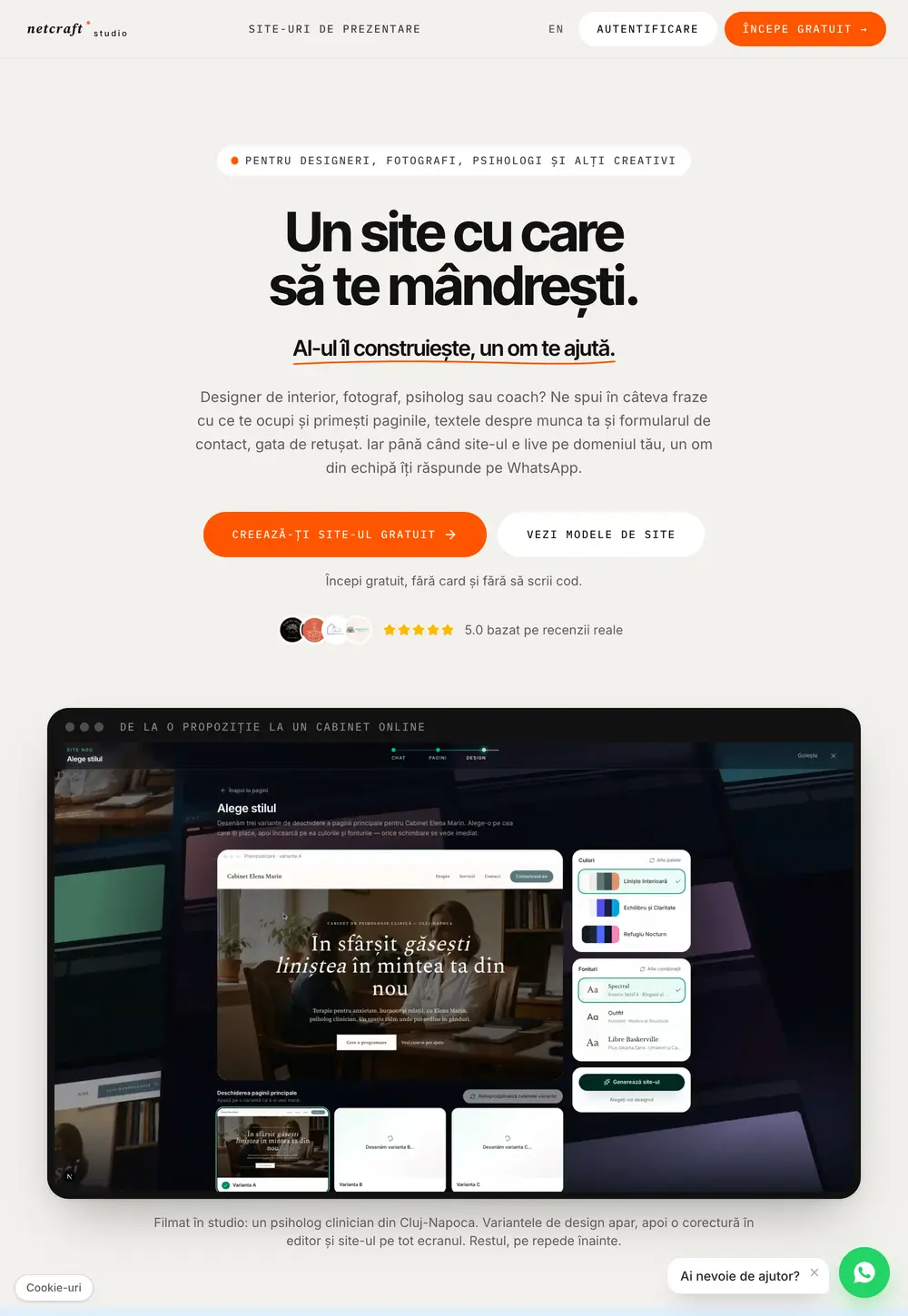 Captură din site-ul netcraft.studio